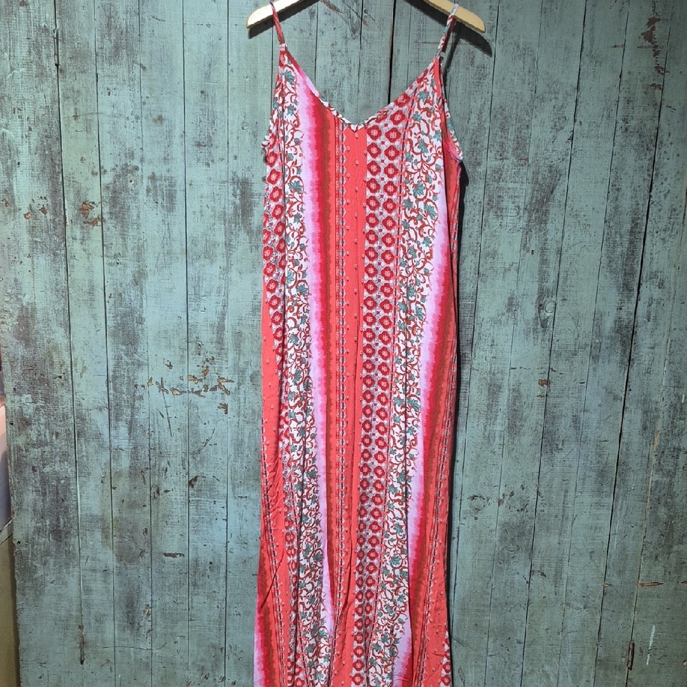 White Birch Pink And Coral Floral Maxi Dress